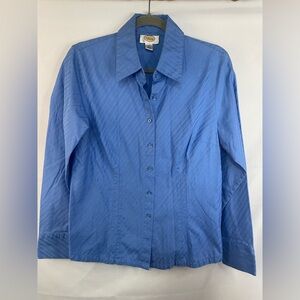 Talbots Blue Button-Up Shirt, with a blue on blue stripe.